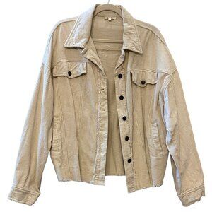 La Miel Cream Corduroy Jacket with Raw Hem